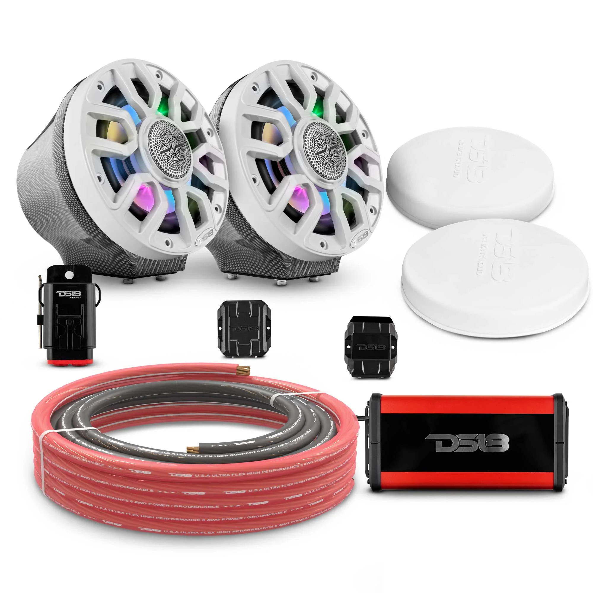6.5" Loaded Flat Mount Speaker Pods with Amplifier, Installation Kit and Digital LED Lights, Package for Can-Am Spyder & Ryker - Image 11
