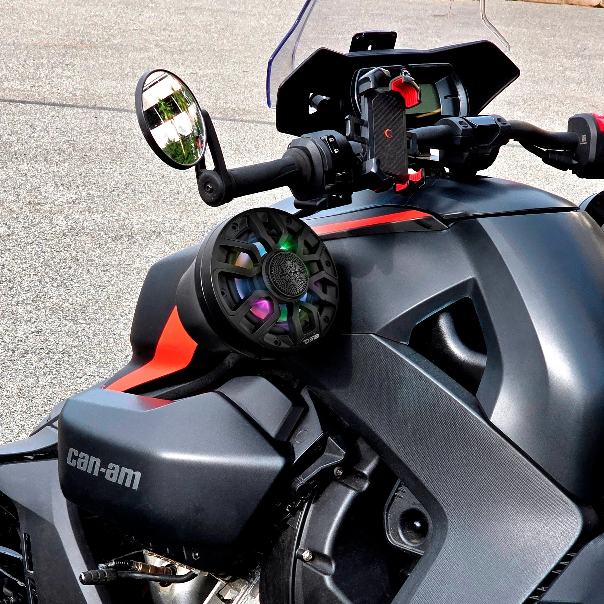 6.5" Loaded Flat Mount Speaker Pods with Amplifier, Installation Kit and Digital LED Lights, Package for Can-Am Spyder & Ryker - Image 4