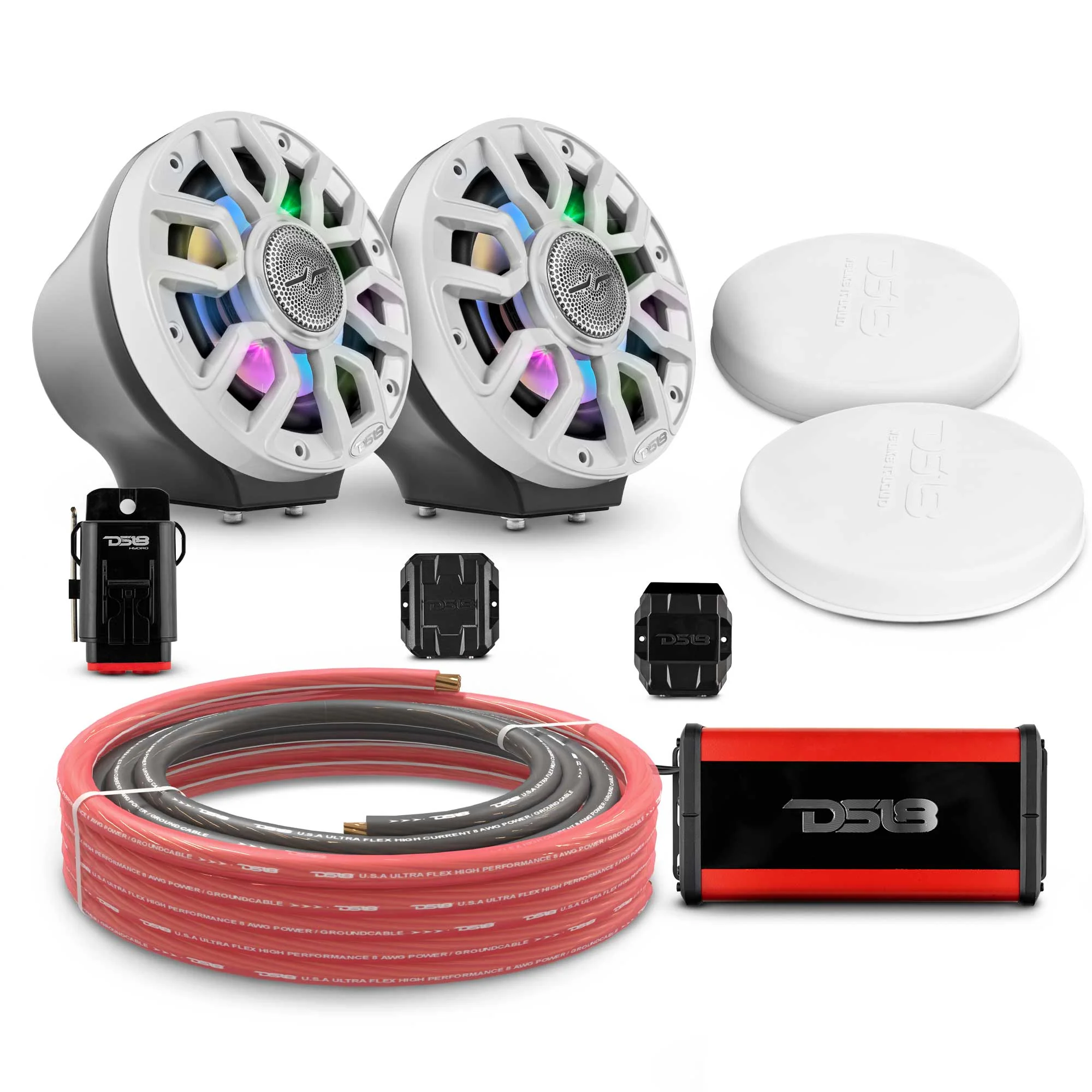 6.5" Loaded Flat Mount Speaker Pods with Amplifier, Installation Kit and Digital LED Lights, Package for Can-Am Spyder & Ryker - Image 5