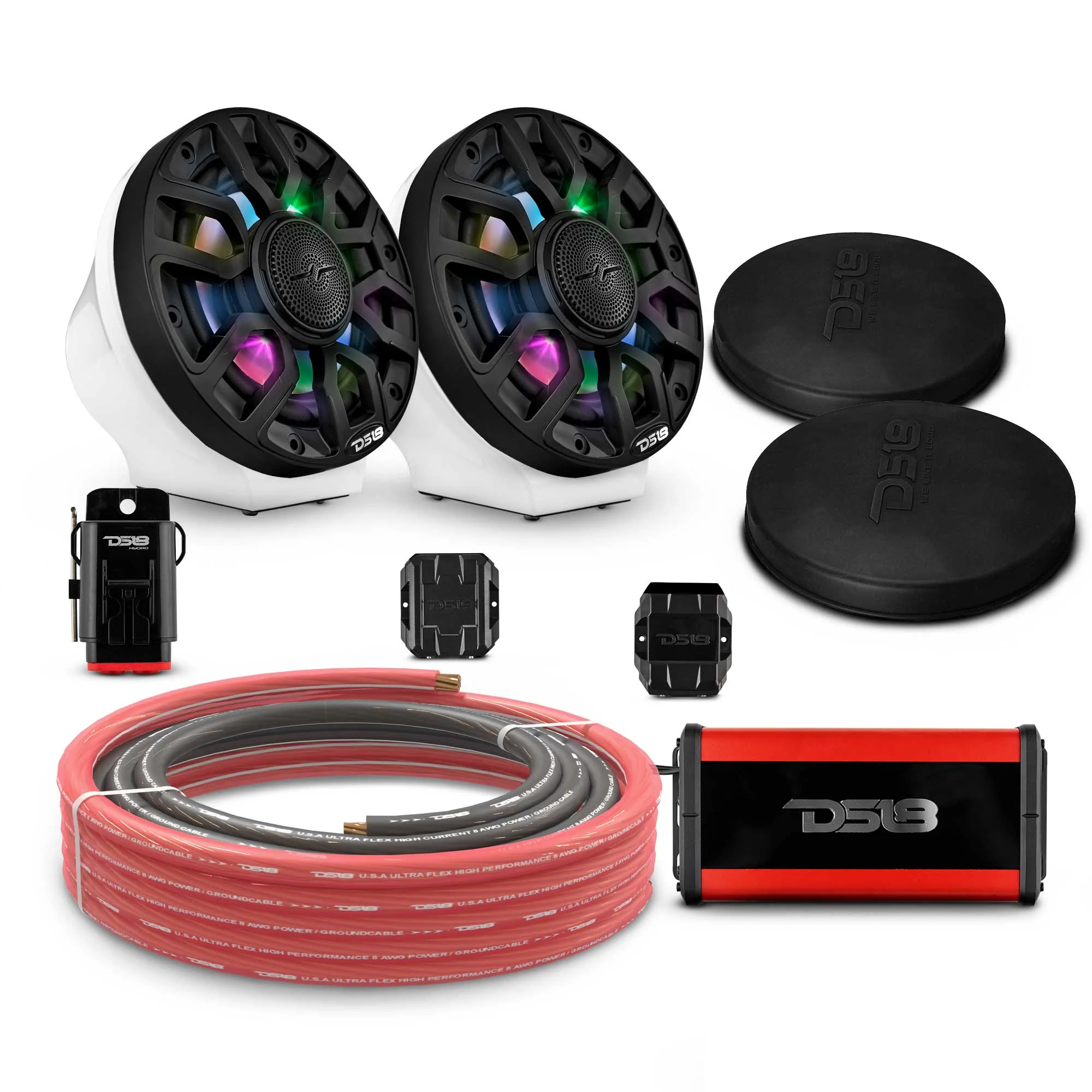 6.5" Loaded Flat Mount Speaker Pods with Amplifier, Installation Kit and Digital LED Lights, Package for Can-Am Spyder & Ryker - Image 6