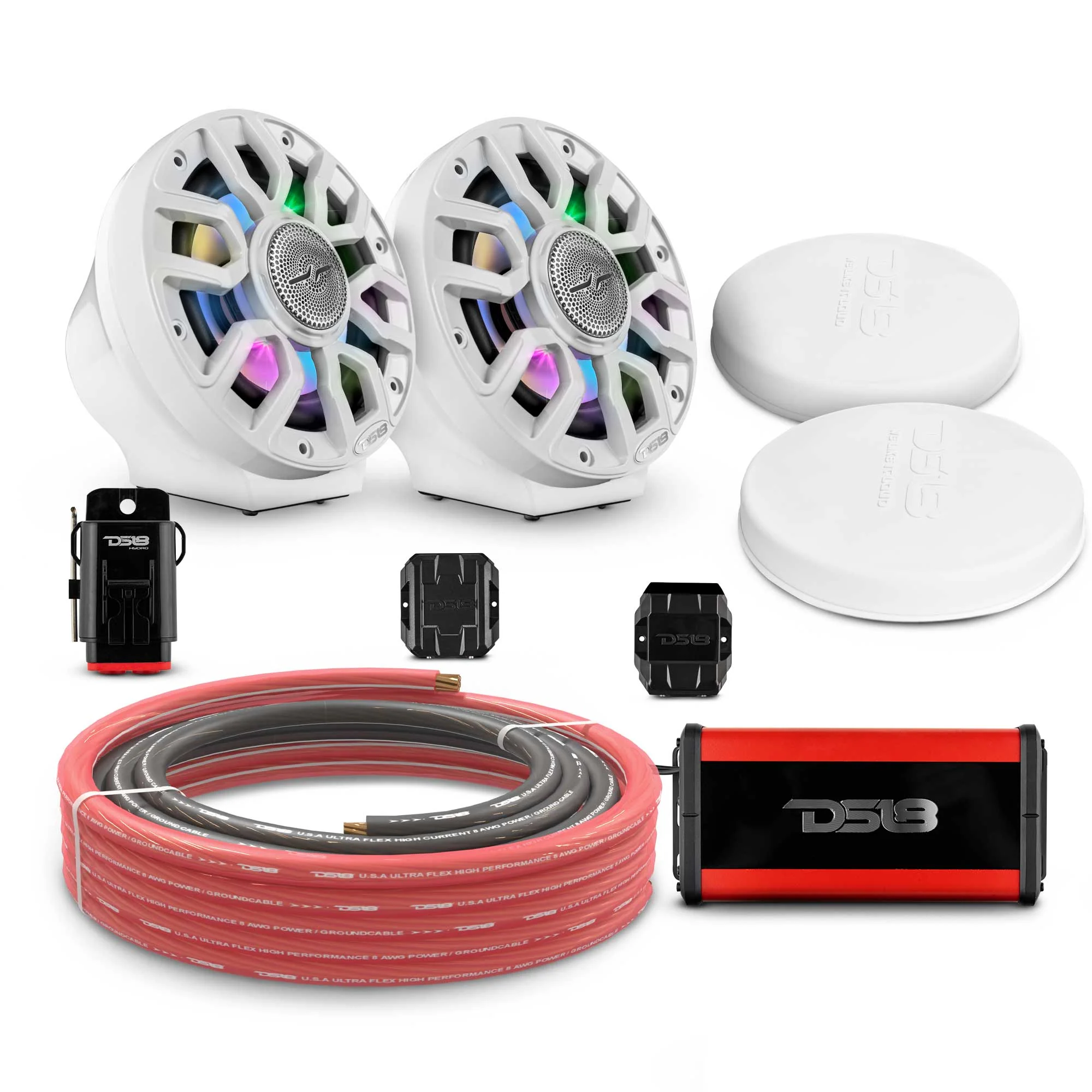 6.5" Loaded Flat Mount Speaker Pods with Amplifier, Installation Kit and Digital LED Lights, Package for Can-Am Spyder & Ryker - Image 7