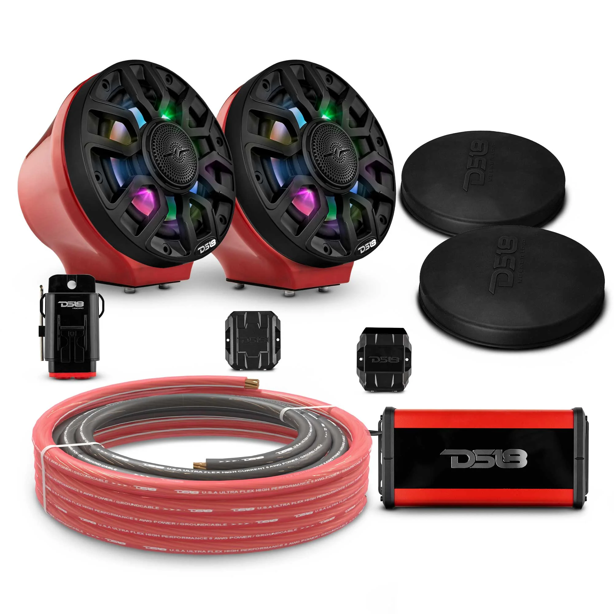 6.5" Loaded Flat Mount Speaker Pods with Amplifier, Installation Kit and Digital LED Lights, Package for Can-Am Spyder & Ryker - Image 8