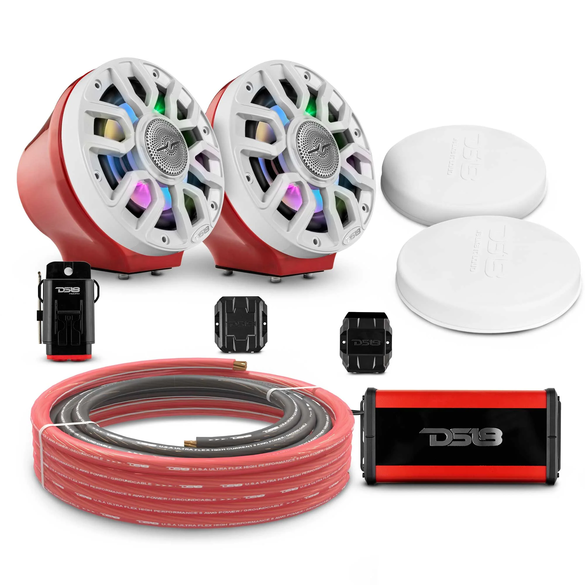 6.5" Loaded Flat Mount Speaker Pods with Amplifier, Installation Kit and Digital LED Lights, Package for Can-Am Spyder & Ryker - Image 9