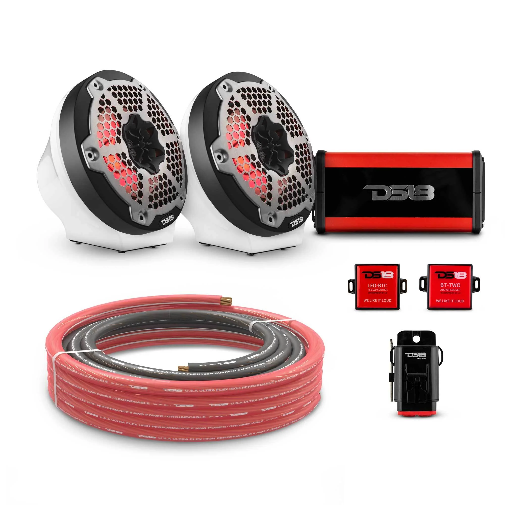 6.5" Loaded Flat Mount Speaker Pods with Amplifier, Installation Kit and RGB LED Lights, Package for Can-Am Spyder & Ryker - Image 10