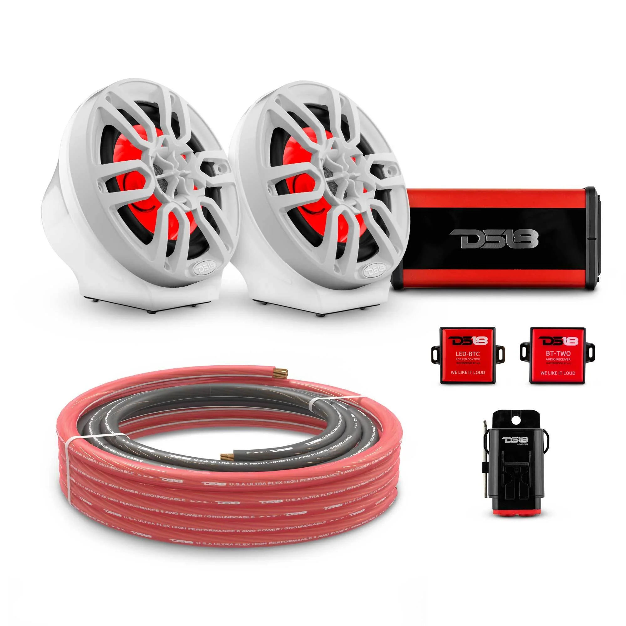 6.5" Loaded Flat Mount Speaker Pods with Amplifier, Installation Kit and RGB LED Lights, Package for Can-Am Spyder & Ryker - Image 11