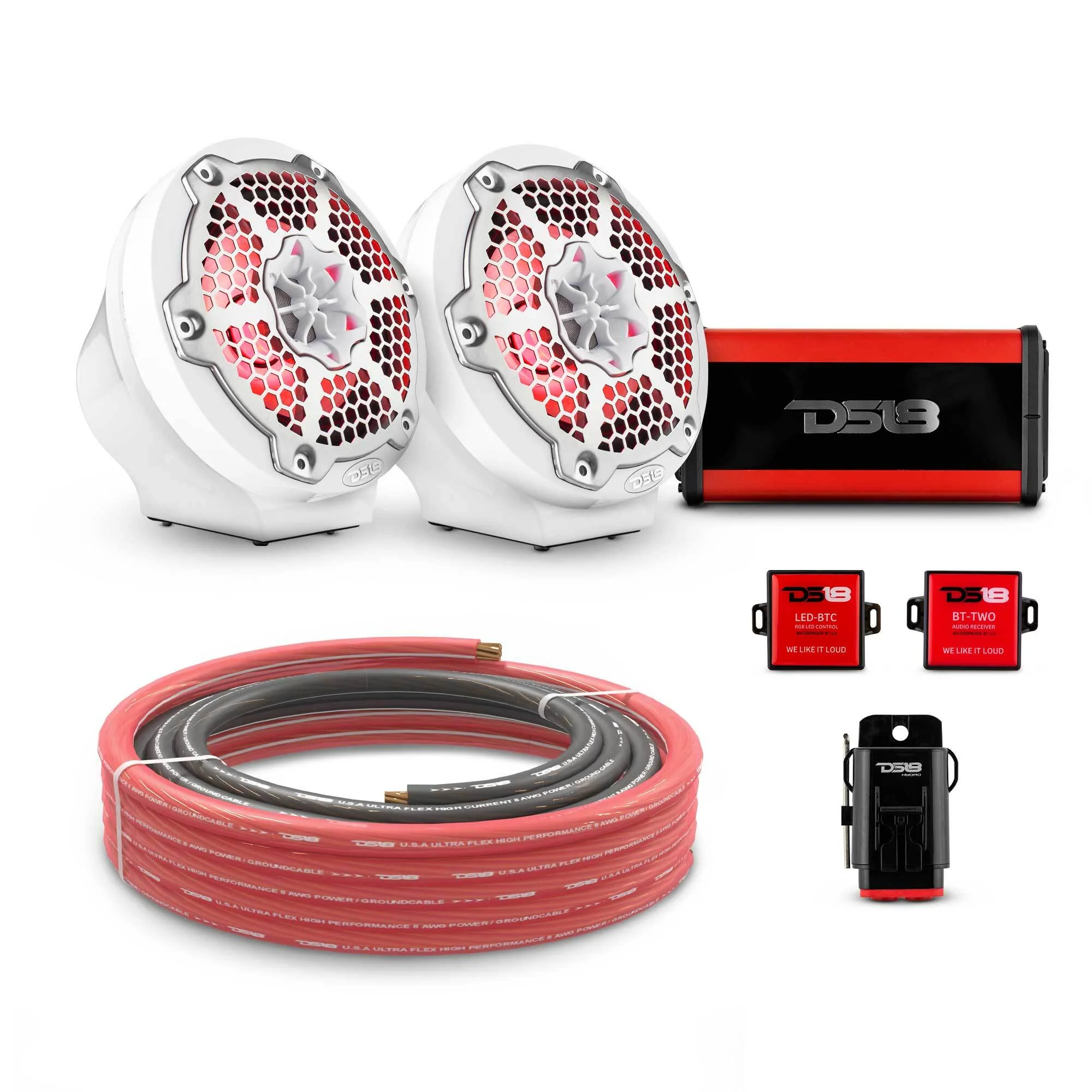 6.5" Loaded Flat Mount Speaker Pods with Amplifier, Installation Kit and RGB LED Lights, Package for Can-Am Spyder & Ryker - Image 12