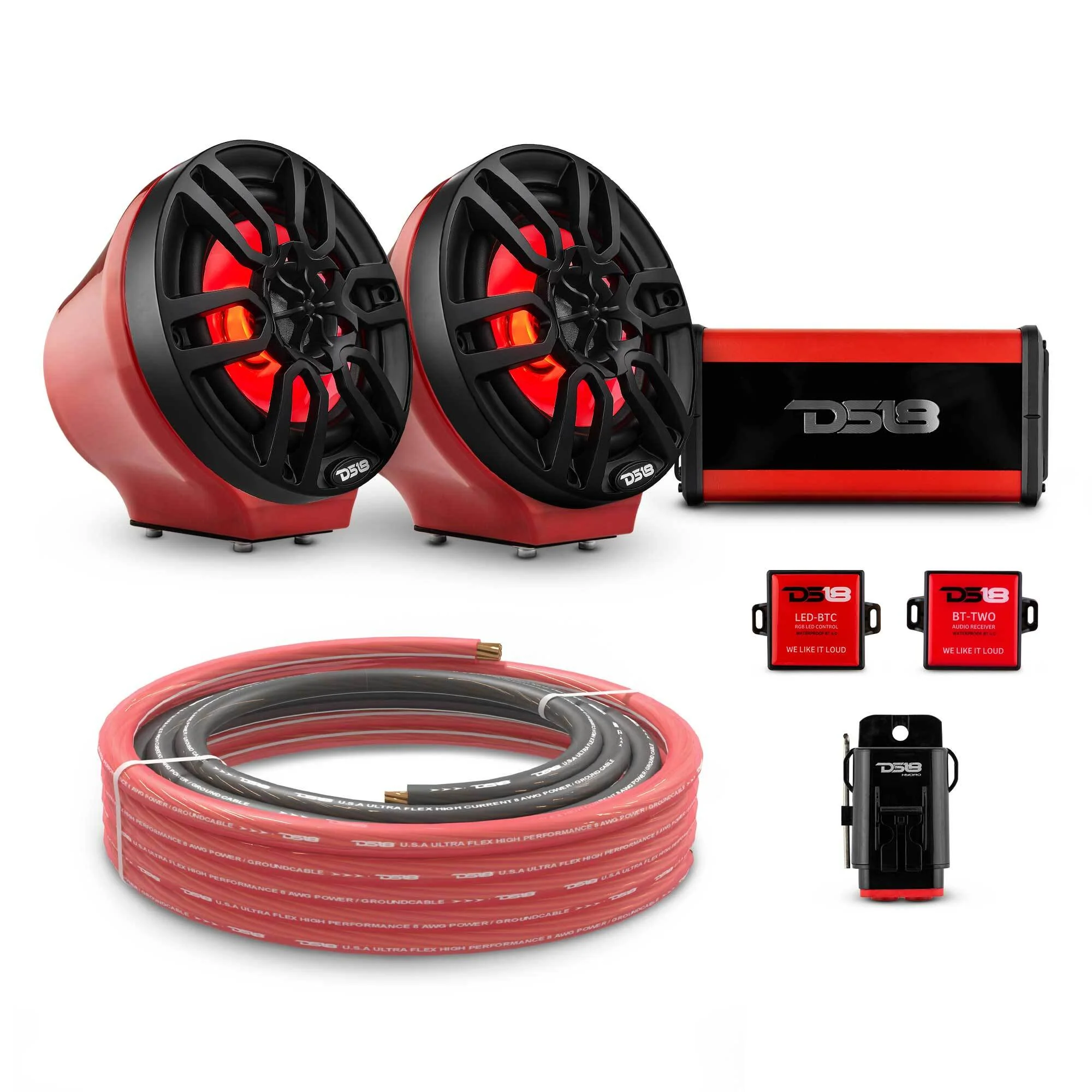 6.5" Loaded Flat Mount Speaker Pods with Amplifier, Installation Kit and RGB LED Lights, Package for Can-Am Spyder & Ryker - Image 14