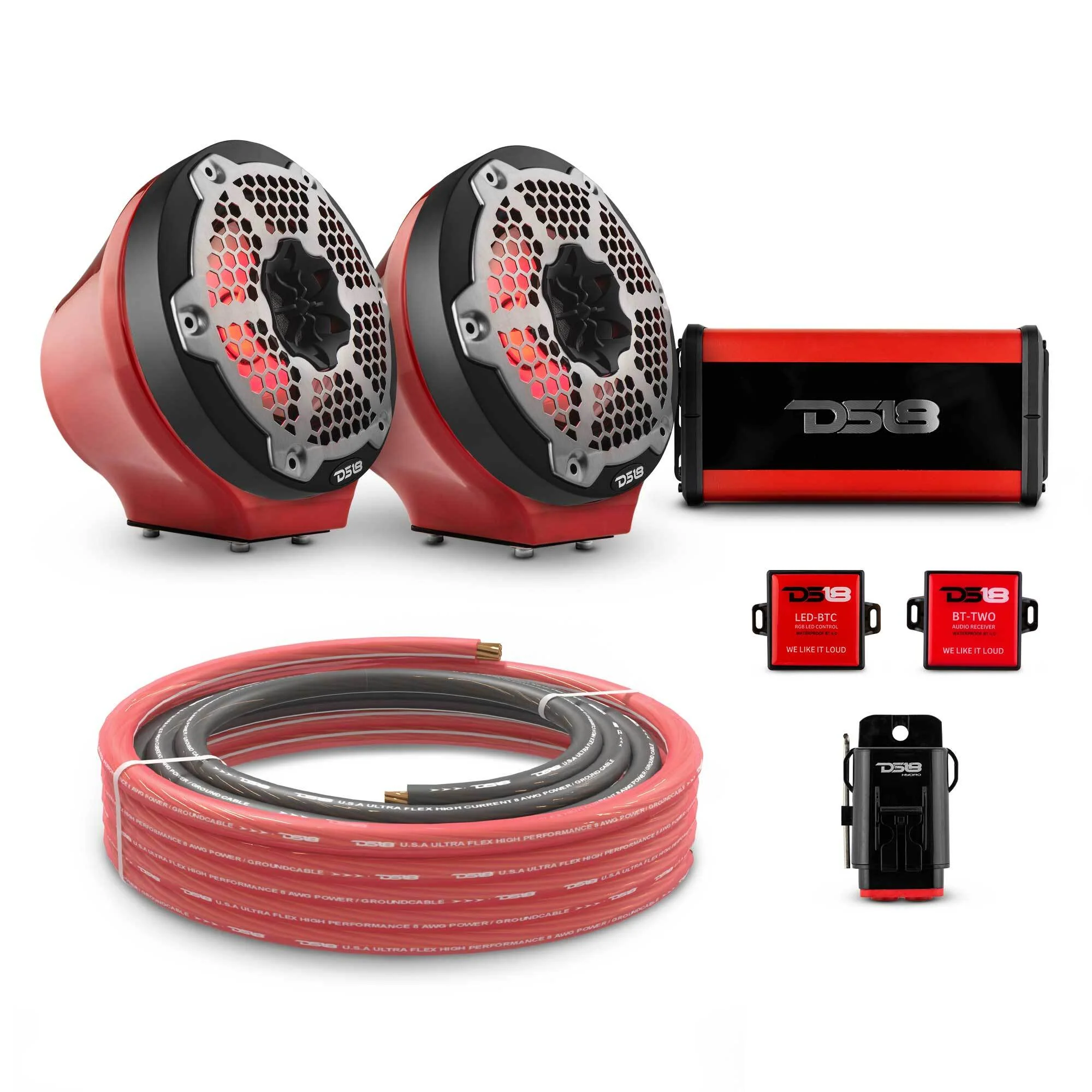 6.5" Loaded Flat Mount Speaker Pods with Amplifier, Installation Kit and RGB LED Lights, Package for Can-Am Spyder & Ryker - Image 15