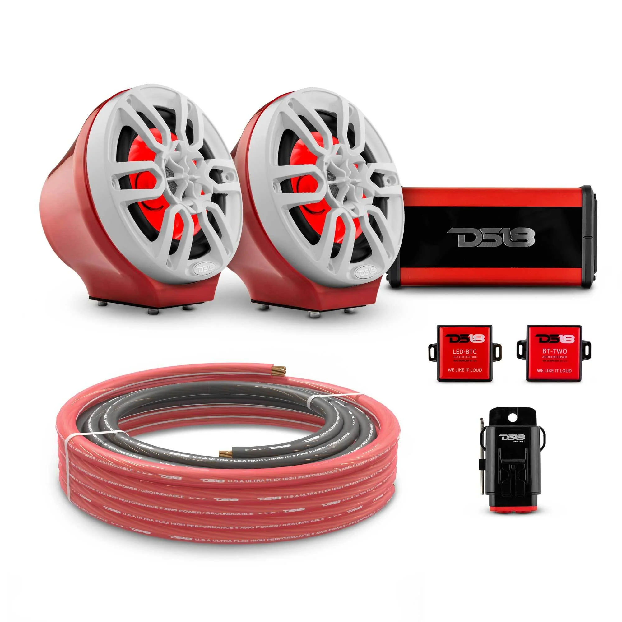 6.5" Loaded Flat Mount Speaker Pods with Amplifier, Installation Kit and RGB LED Lights, Package for Can-Am Spyder & Ryker - Image 16