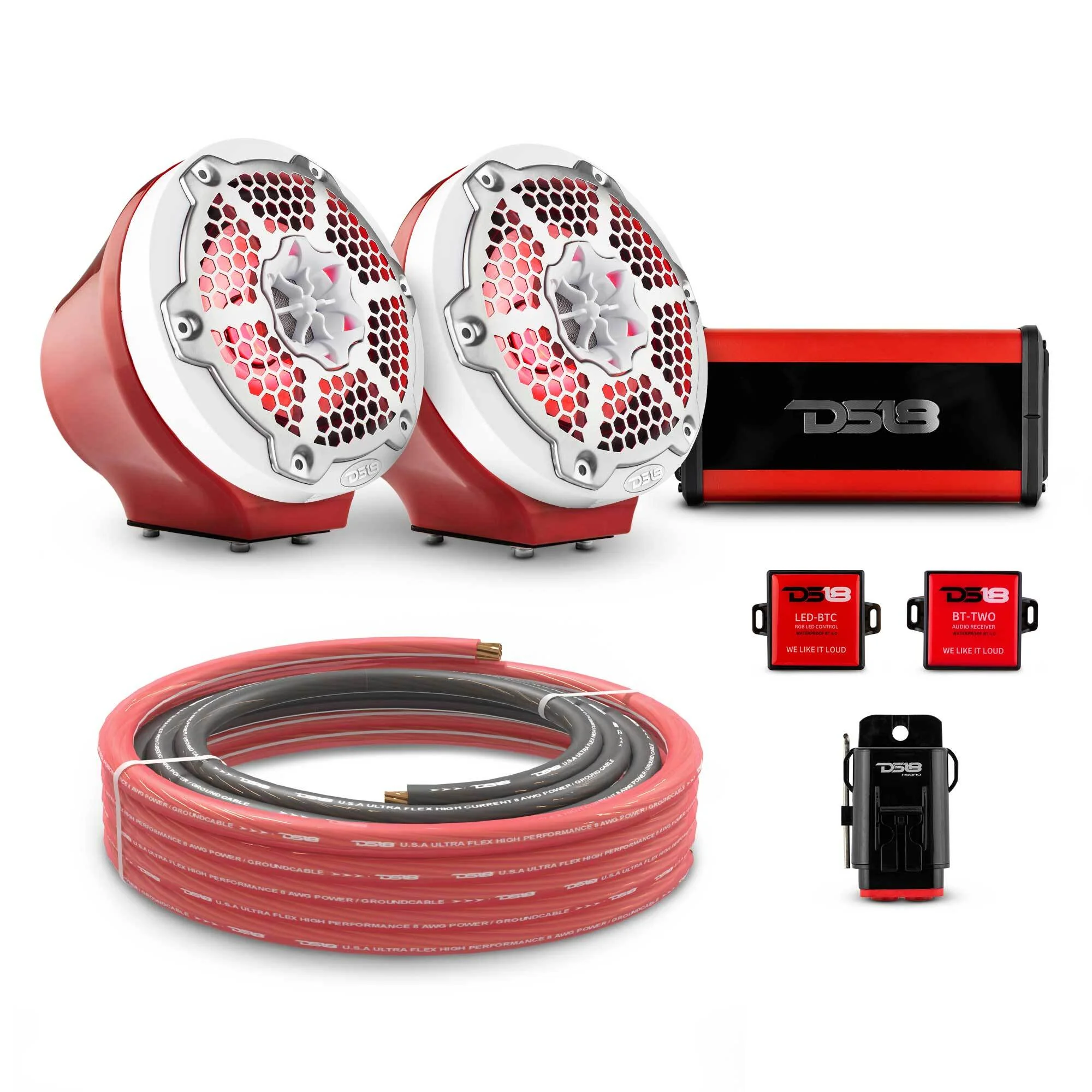 6.5" Loaded Flat Mount Speaker Pods with Amplifier, Installation Kit and RGB LED Lights, Package for Can-Am Spyder & Ryker - Image 17