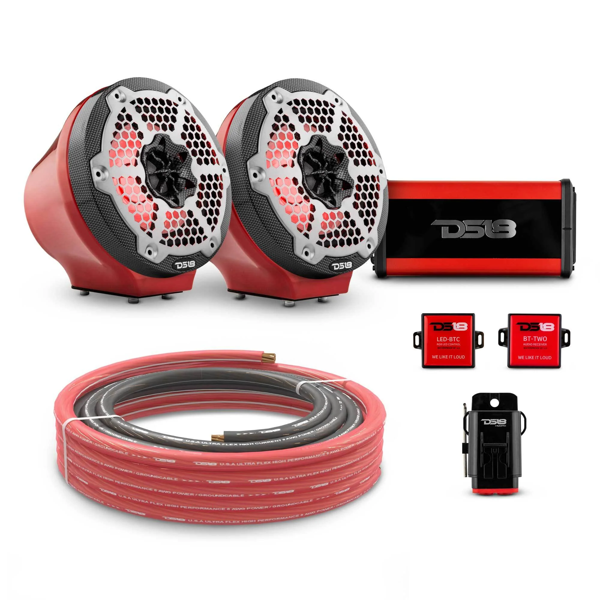 6.5" Loaded Flat Mount Speaker Pods with Amplifier, Installation Kit and RGB LED Lights, Package for Can-Am Spyder & Ryker - Image 18