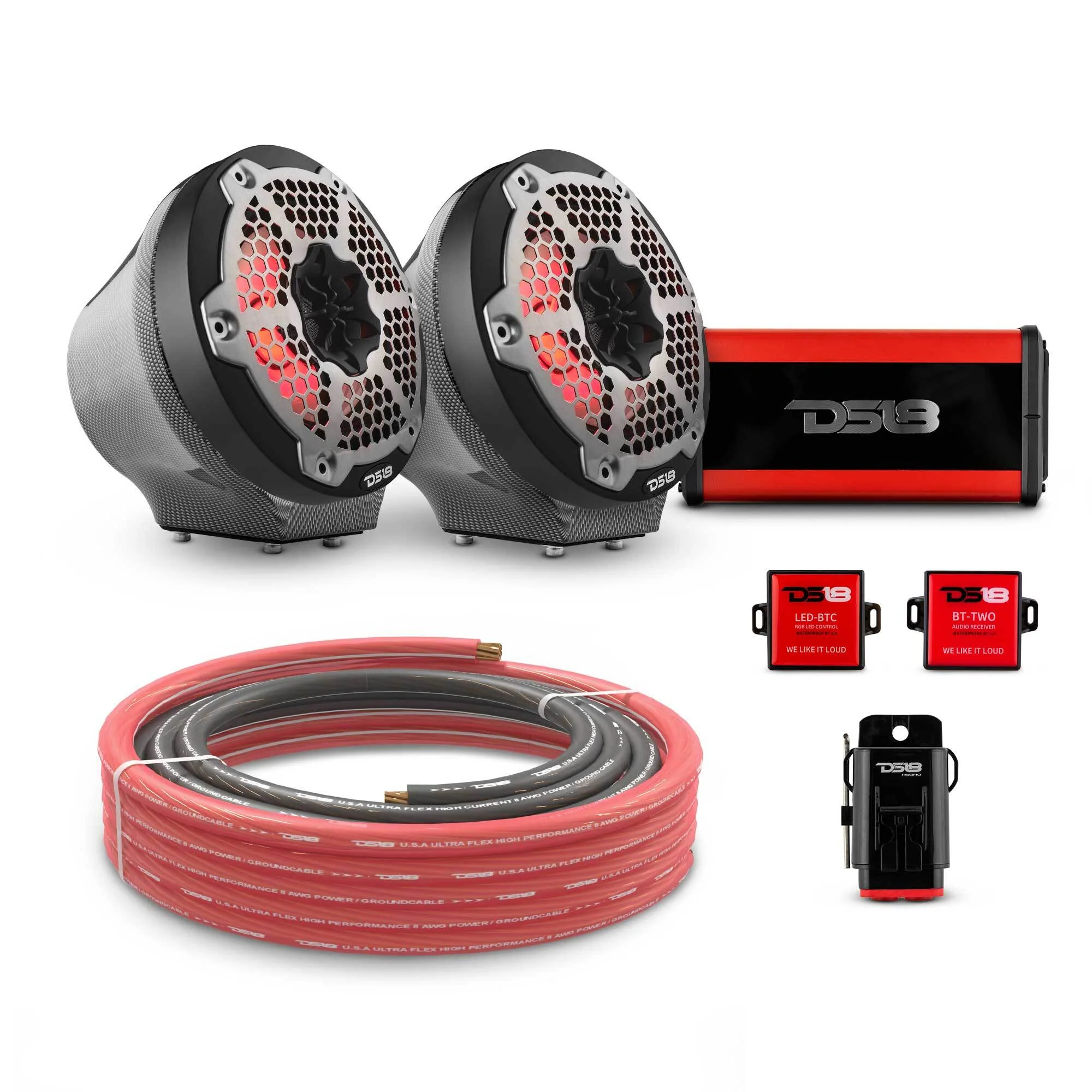 6.5" Loaded Flat Mount Speaker Pods with Amplifier, Installation Kit and RGB LED Lights, Package for Can-Am Spyder & Ryker - Image 20