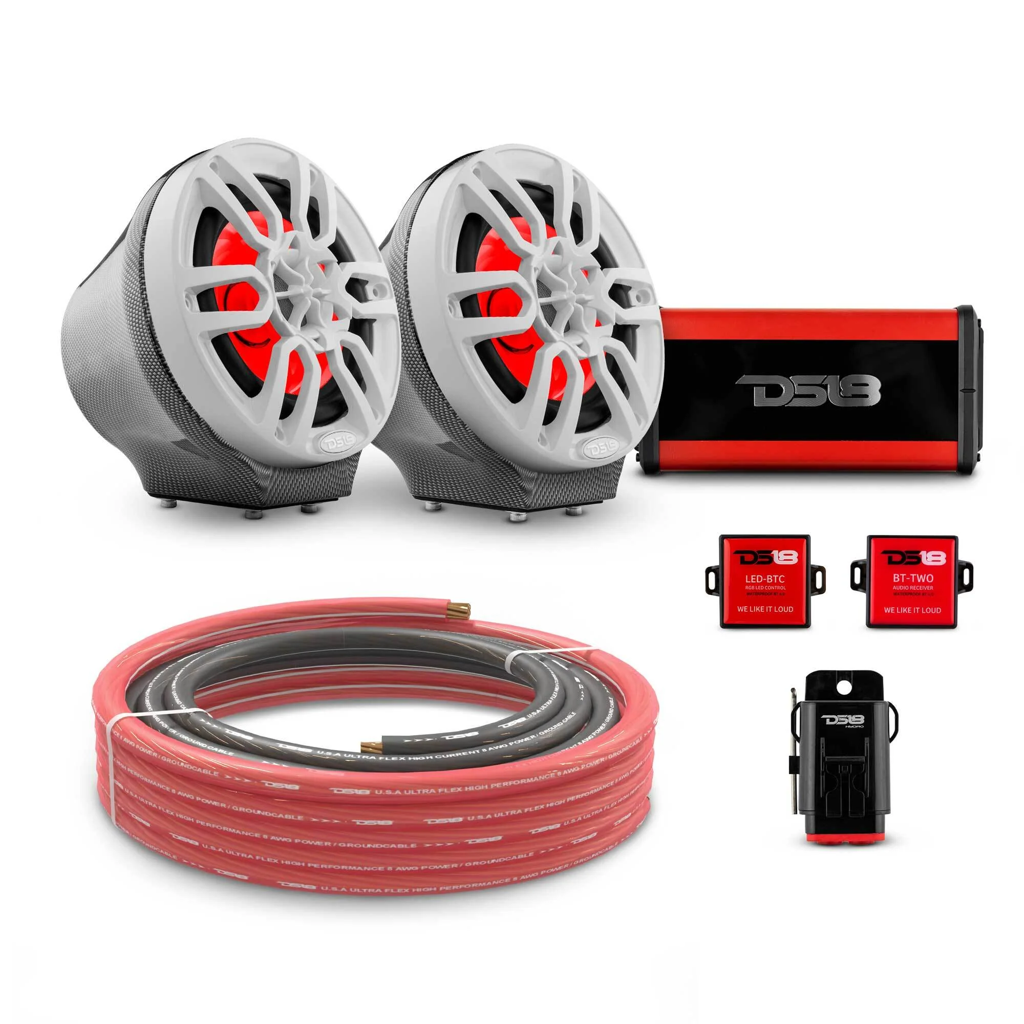 6.5" Loaded Flat Mount Speaker Pods with Amplifier, Installation Kit and RGB LED Lights, Package for Can-Am Spyder & Ryker - Image 21
