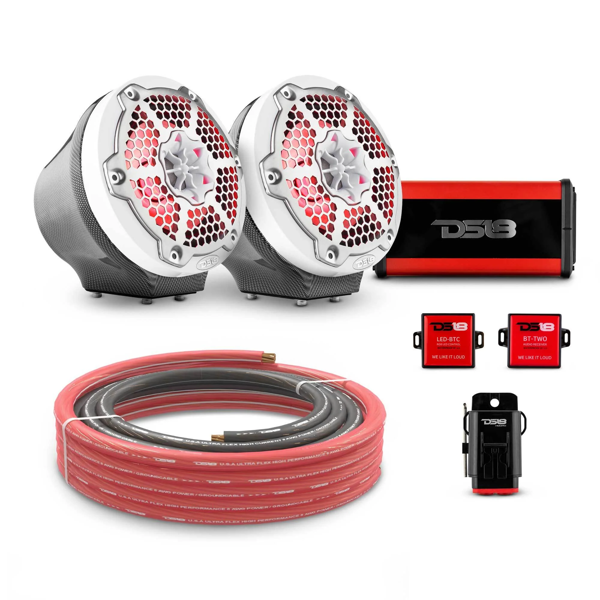 6.5" Loaded Flat Mount Speaker Pods with Amplifier, Installation Kit and RGB LED Lights, Package for Can-Am Spyder & Ryker - Image 22