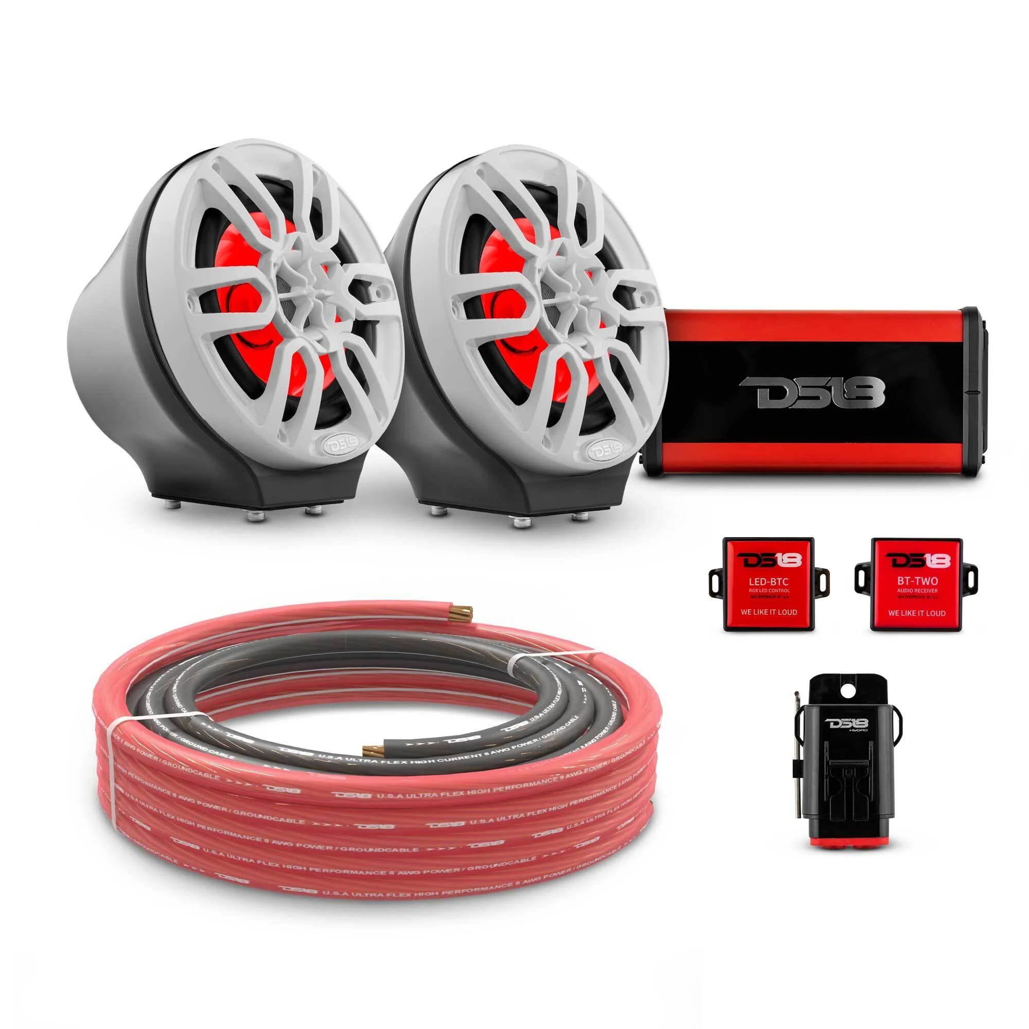 6.5" Loaded Flat Mount Speaker Pods with Amplifier, Installation Kit and RGB LED Lights, Package for Can-Am Spyder & Ryker - Image 6