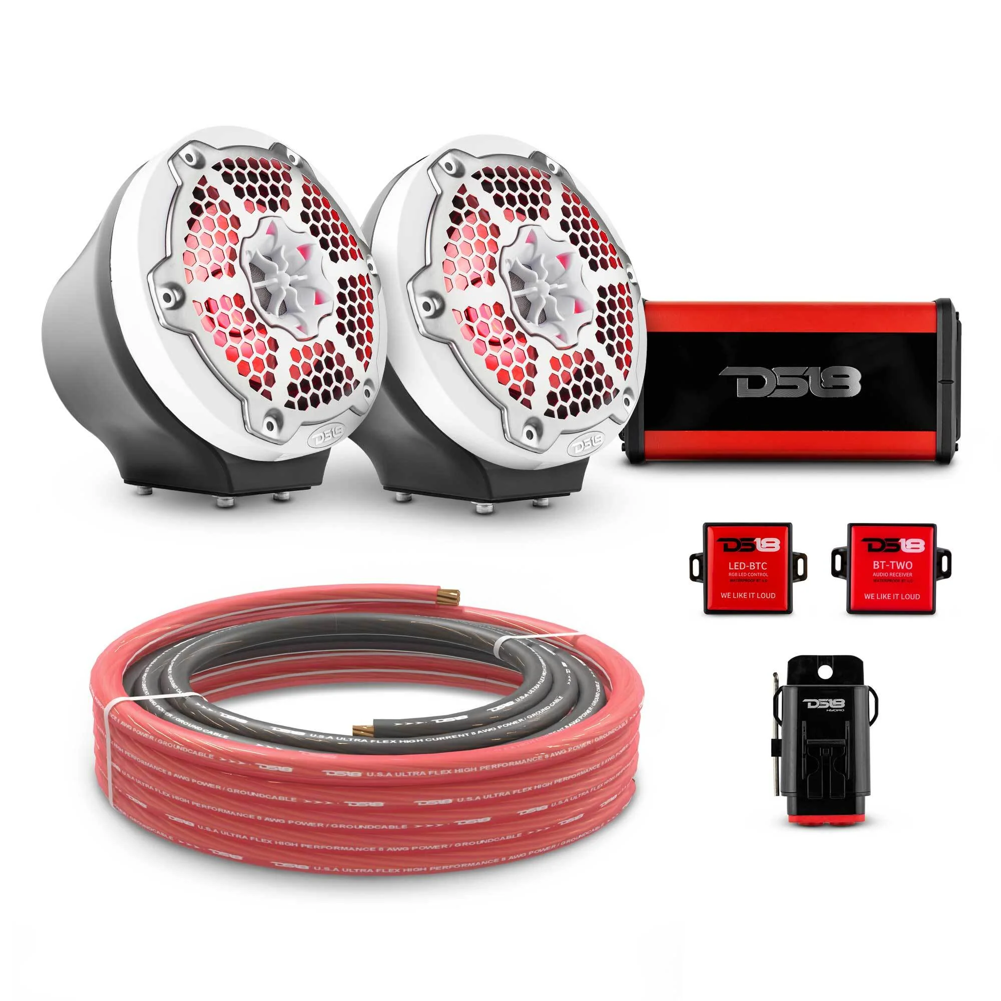 6.5" Loaded Flat Mount Speaker Pods with Amplifier, Installation Kit and RGB LED Lights, Package for Can-Am Spyder & Ryker - Image 7