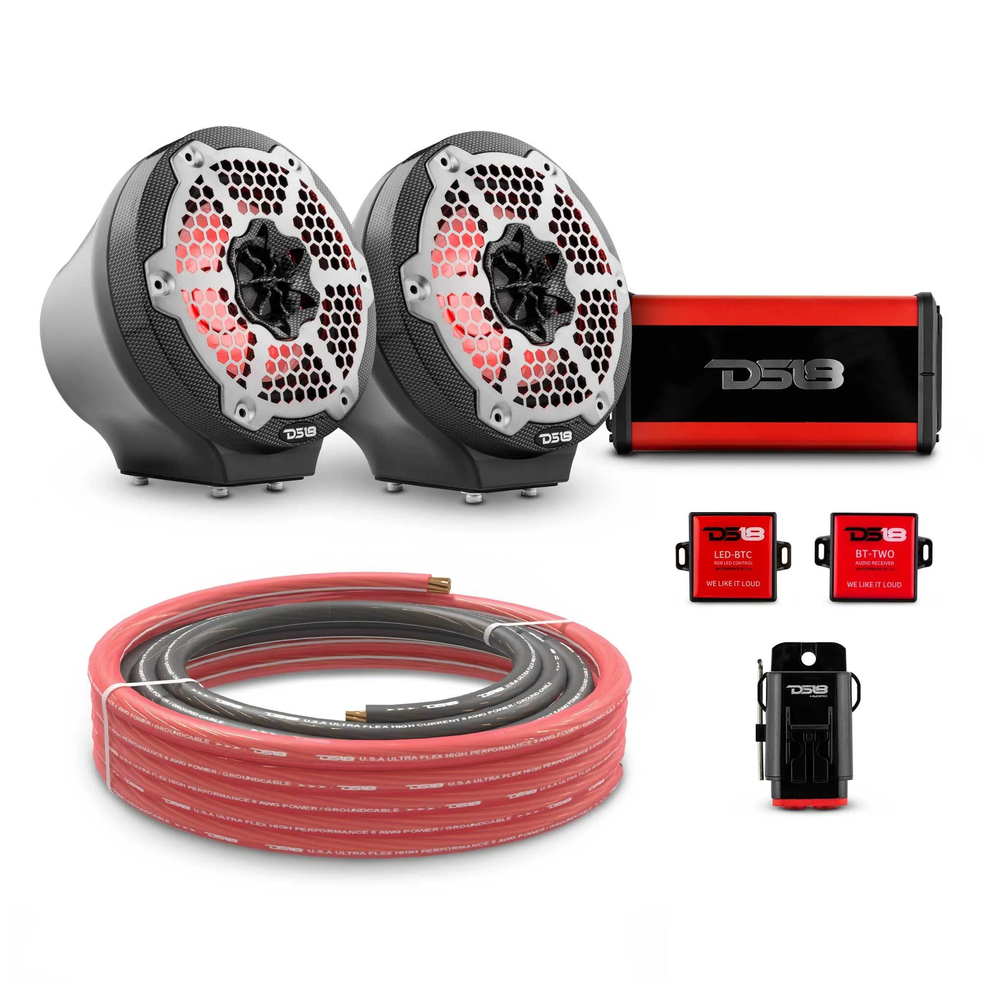 6.5" Loaded Flat Mount Speaker Pods with Amplifier, Installation Kit and RGB LED Lights, Package for Can-Am Spyder & Ryker - Image 8