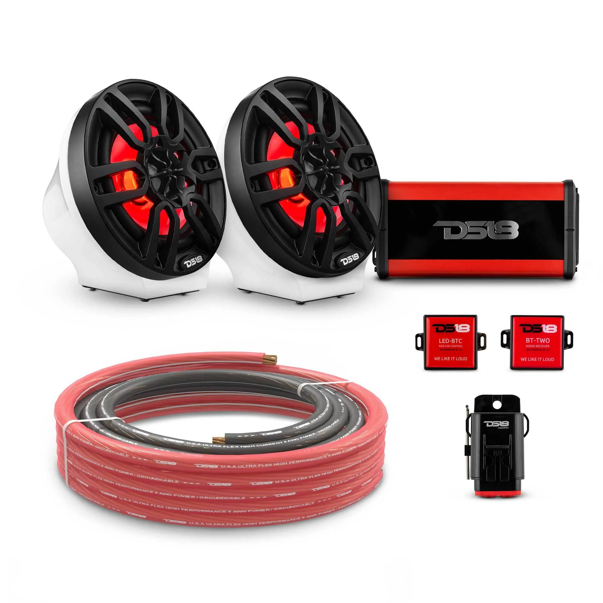 6.5" Loaded Flat Mount Speaker Pods with Amplifier, Installation Kit and RGB LED Lights, Package for Can-Am Spyder & Ryker - Image 9