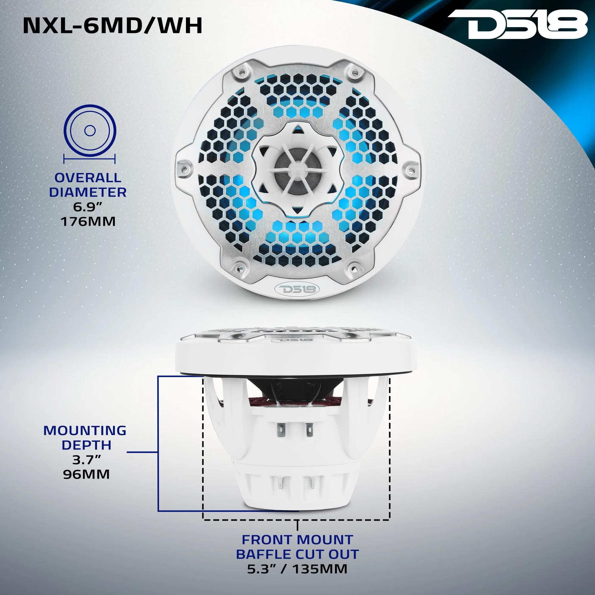 6.5” Marine 2-Way Hybrid Speaker with RGB LED, Compression Driver and Neodymium Magnet | 250W RMS 4-Ohm - Image 11