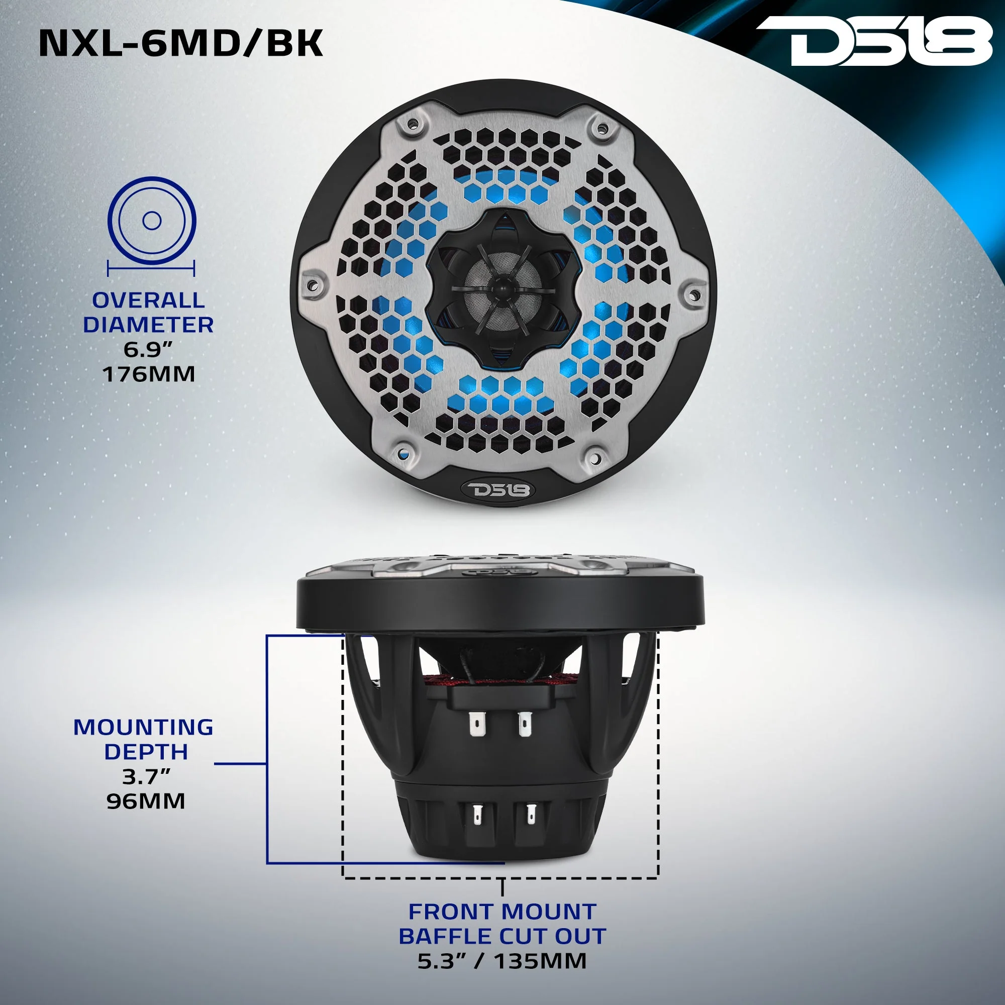 6.5” Marine 2-Way Hybrid Speaker with RGB LED, Compression Driver and Neodymium Magnet | 250W RMS 4-Ohm - Image 11