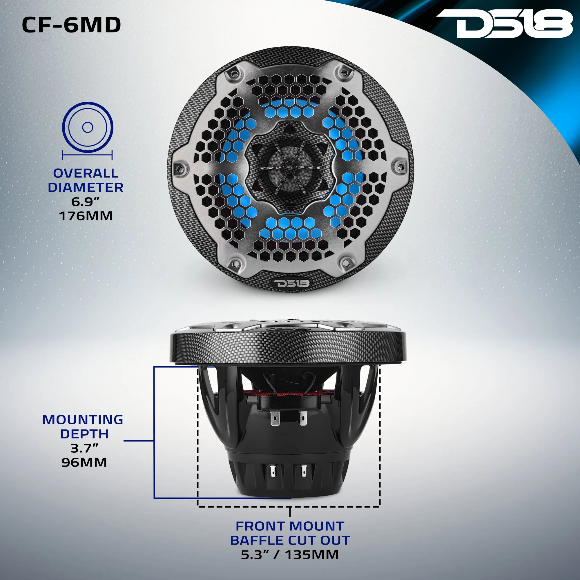 6.5” Marine 2-Way Hybrid Speaker with RGB LED, Compression Driver and Neodymium Magnet | 250W RMS 4-Ohm - Image 11