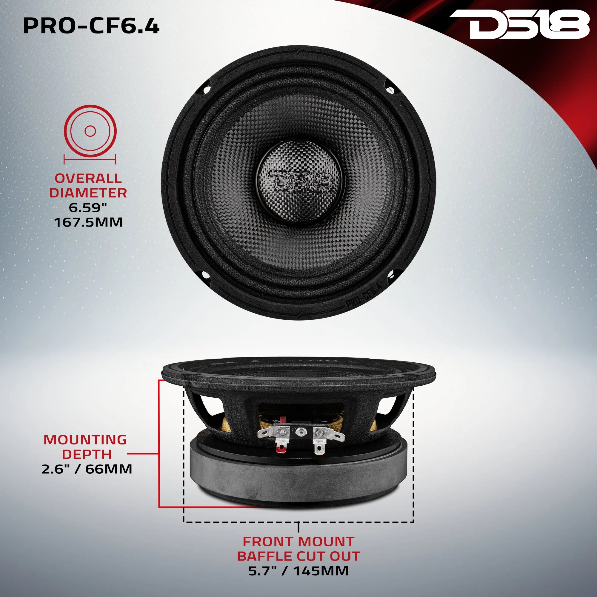 6.5” Motorcycle & Motorsports Loudspeaker With Water Resistant Carbon Fiber Cone | 4-Ohm 300W RMS - Image 7