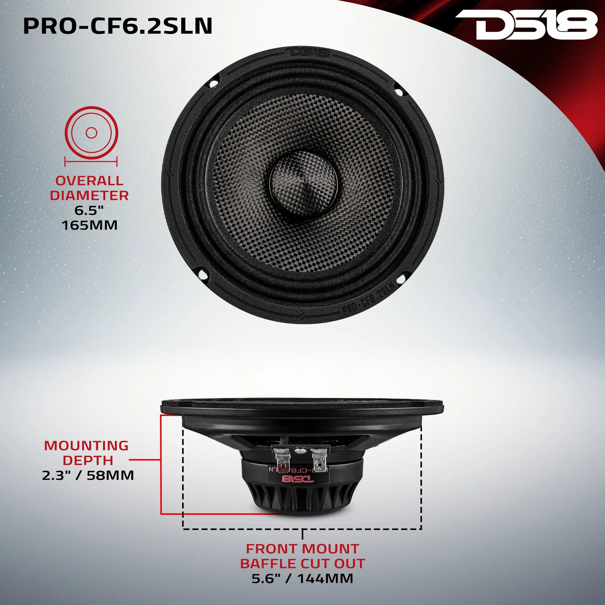 6.5” Slim Motorcycle & Motorsports Loudspeaker With Neodymium Magnet and Water Resistant Carbon Fiber Cone | 2-Ohm 150W RMS - Image 7