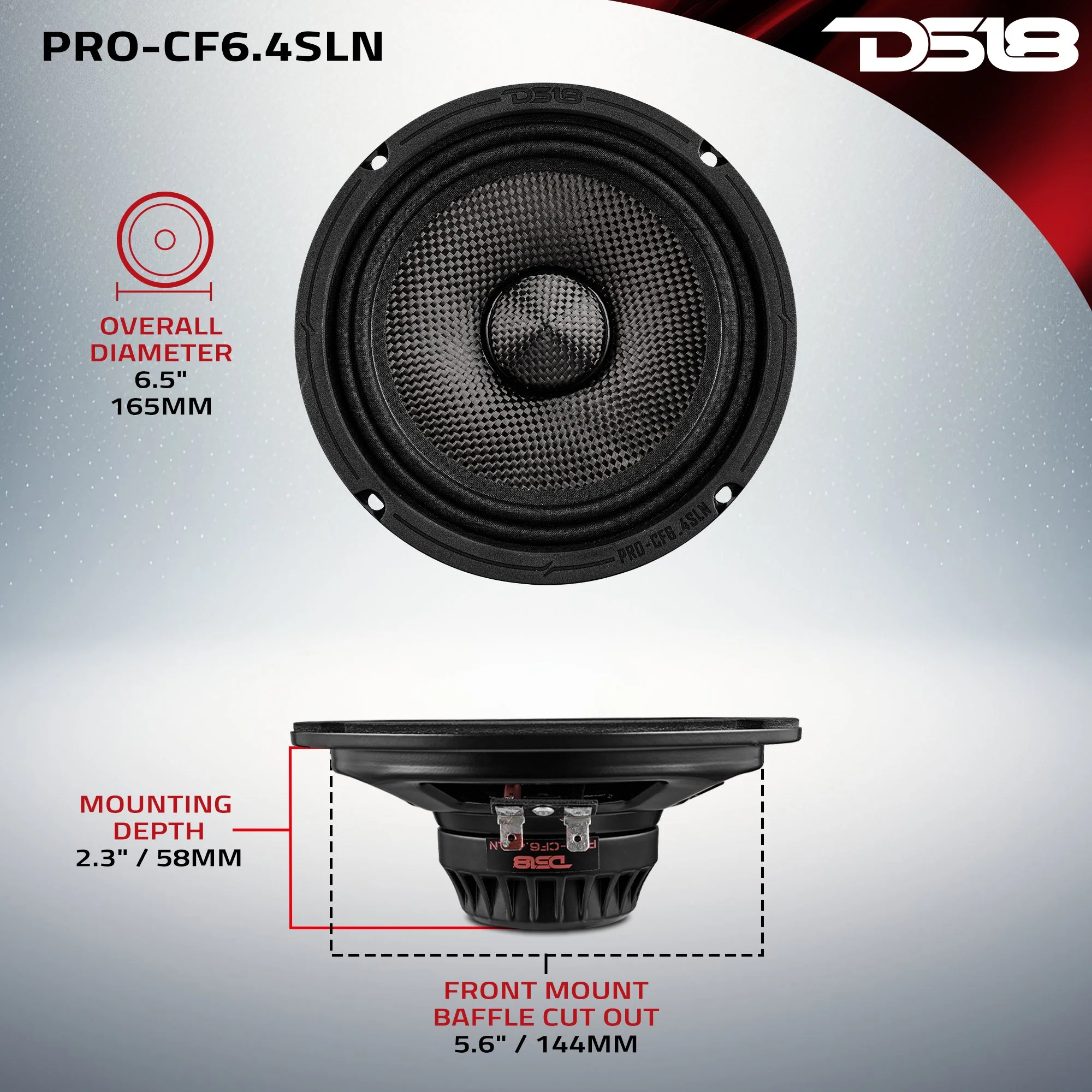 6.5” Slim Motorcycle & Motorsports Loudspeaker With Neodymium Magnet and Water Resistant Carbon Fiber Cone | 4-Ohm 150W RMS - Image 7