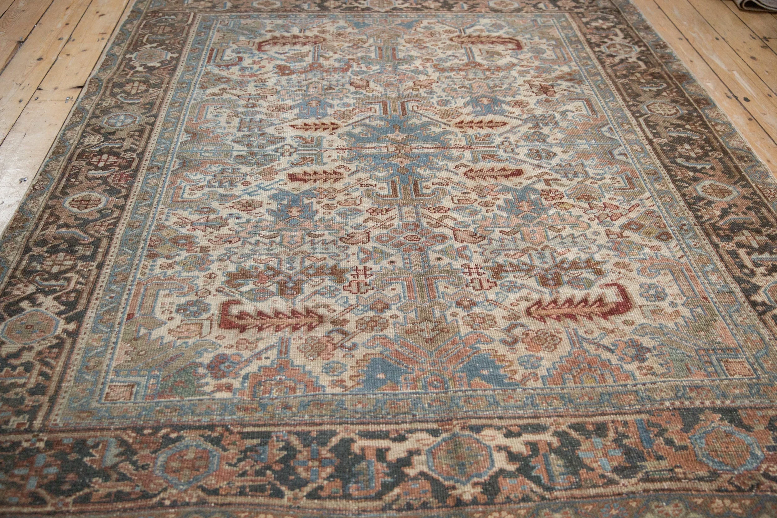 6.5x7.5 Vintage Distressed Heriz Carpet - Image 7