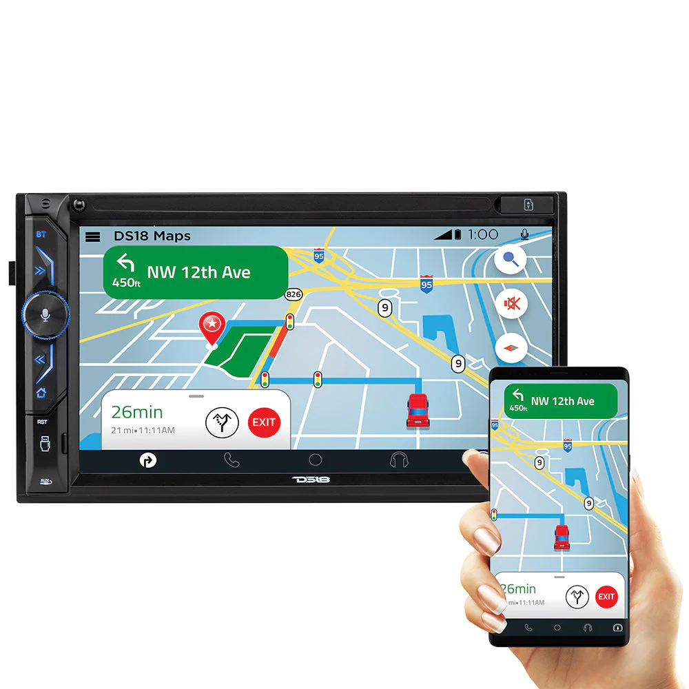6.9" Touchscreen Mechless Double-DIN Headunit with Bluetooth, USB, Mirror Link & Car Play - Image 2