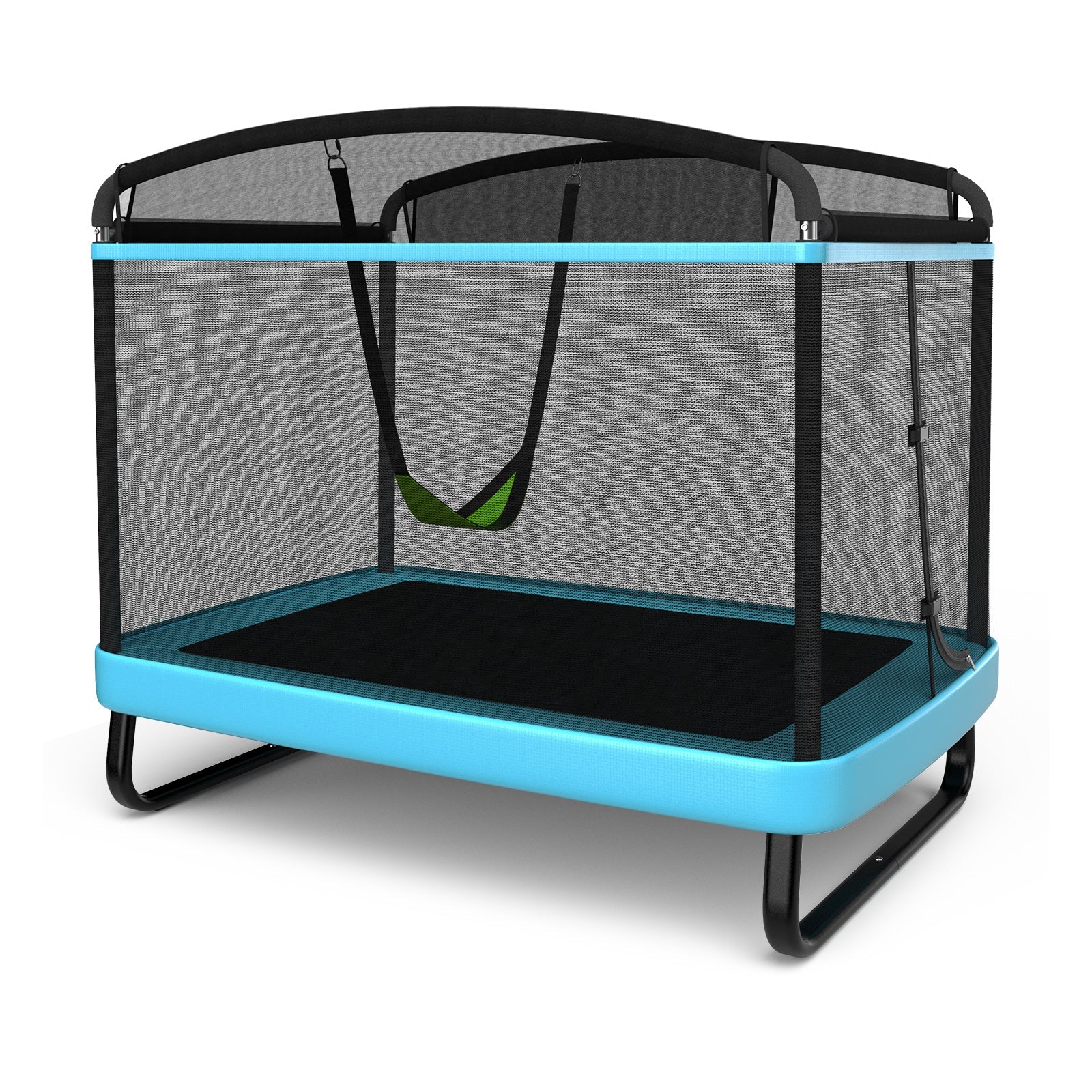 6 Feet Kids Entertaining Trampoline with Swing Safety Fence-Blue - Image 2