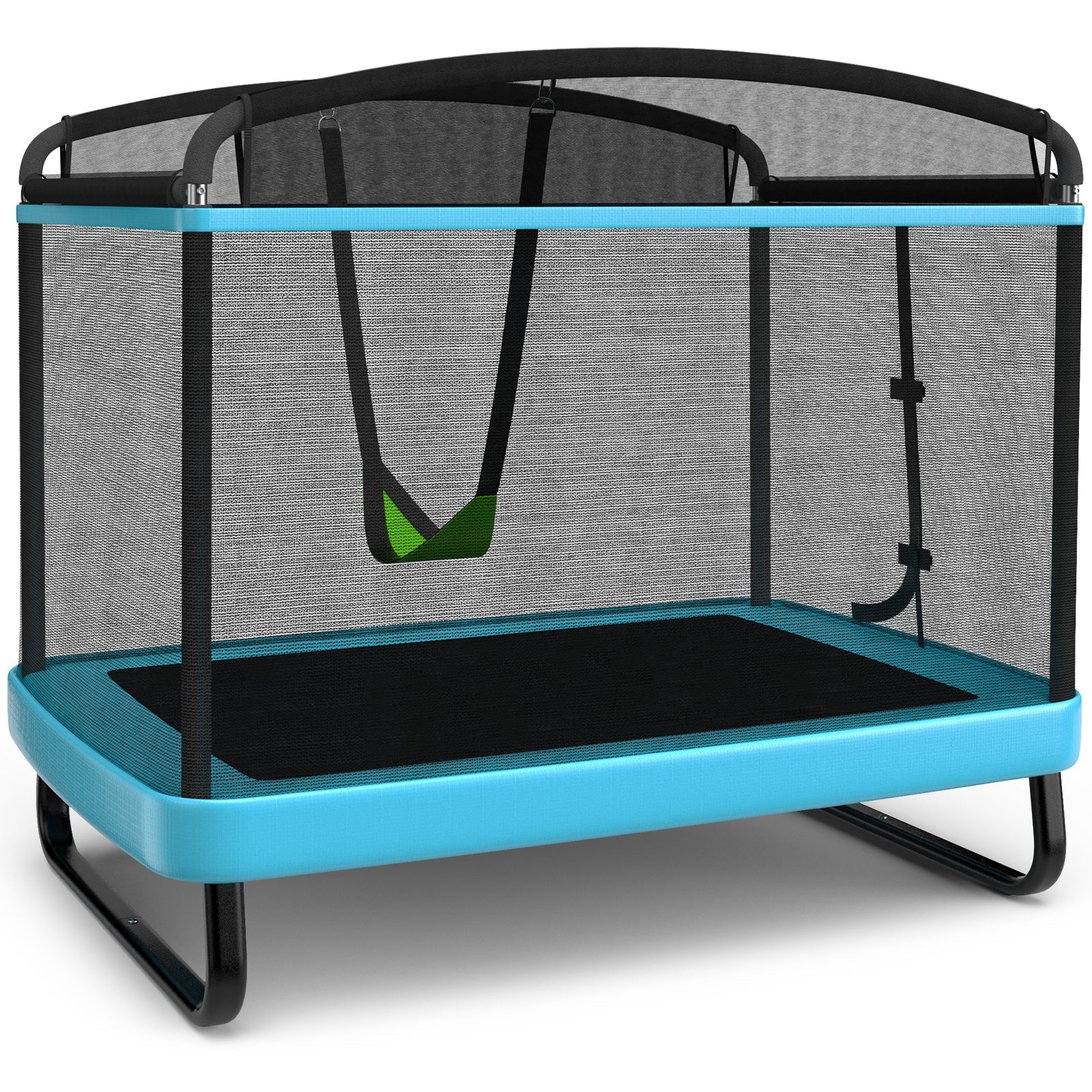 6 Feet Kids Entertaining Trampoline with Swing Safety Fence-Blue - Image 3