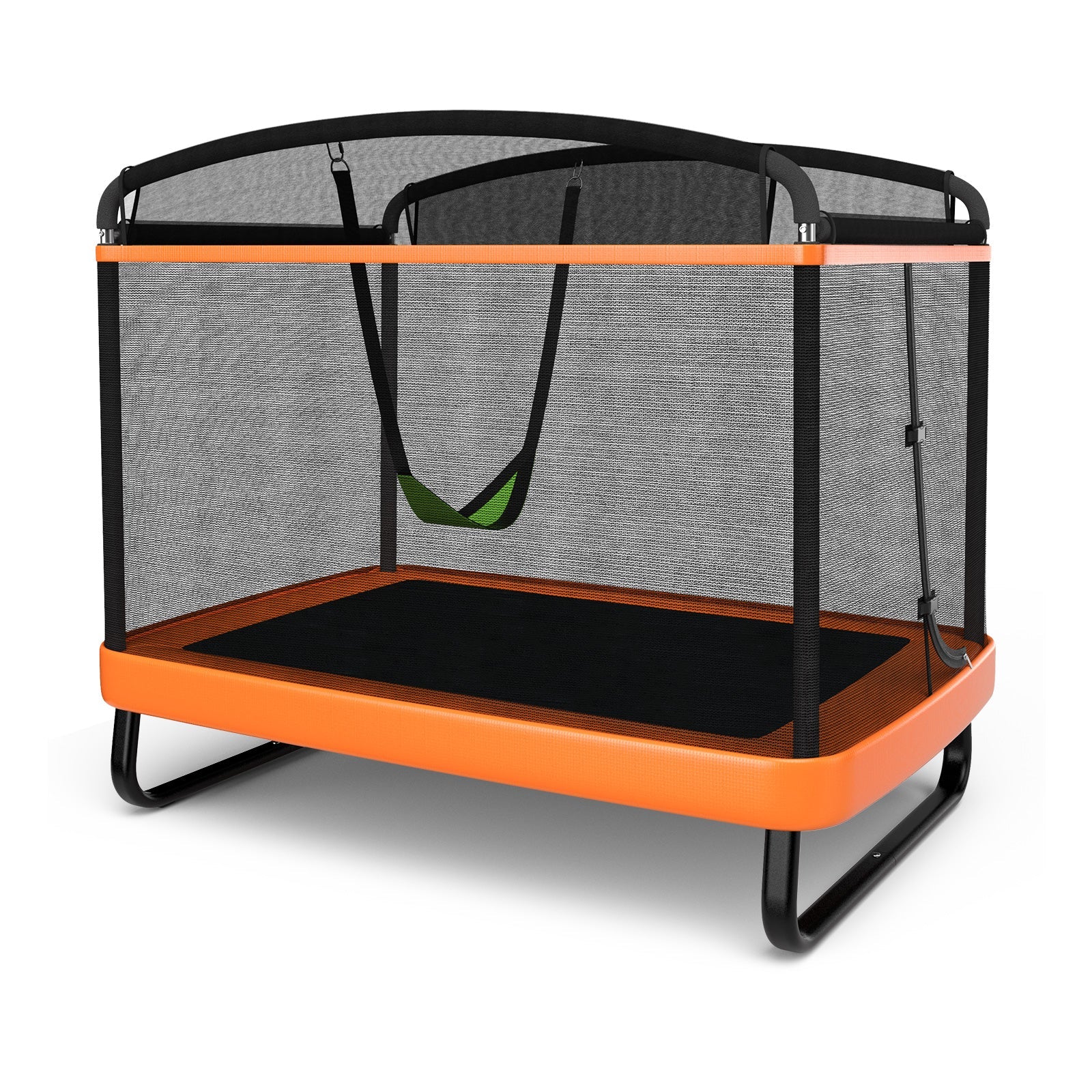 6 Feet Kids Entertaining Trampoline with Swing Safety Fence-Orange - Image 2