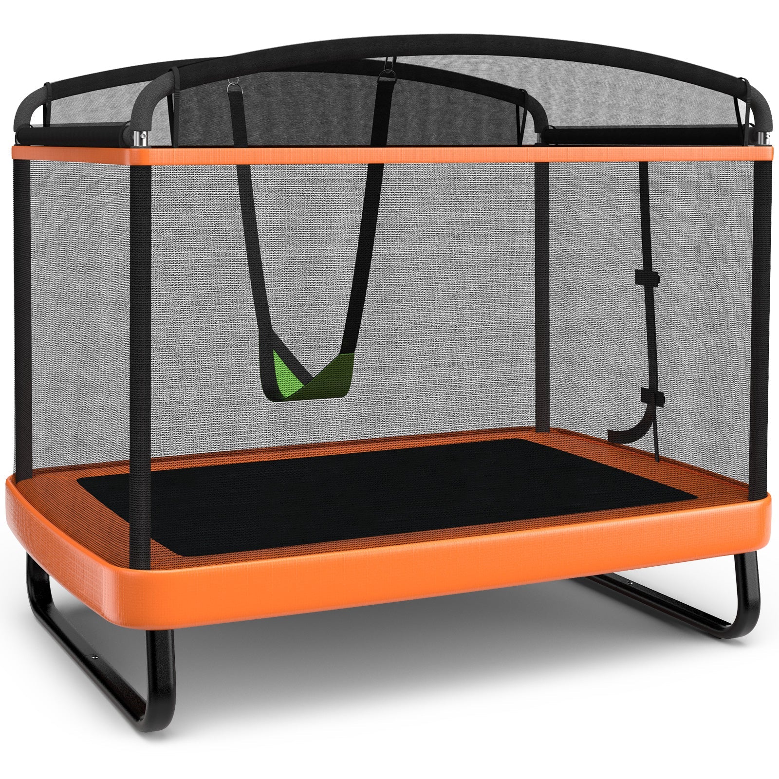 6 Feet Kids Entertaining Trampoline with Swing Safety Fence-Orange - Image 3