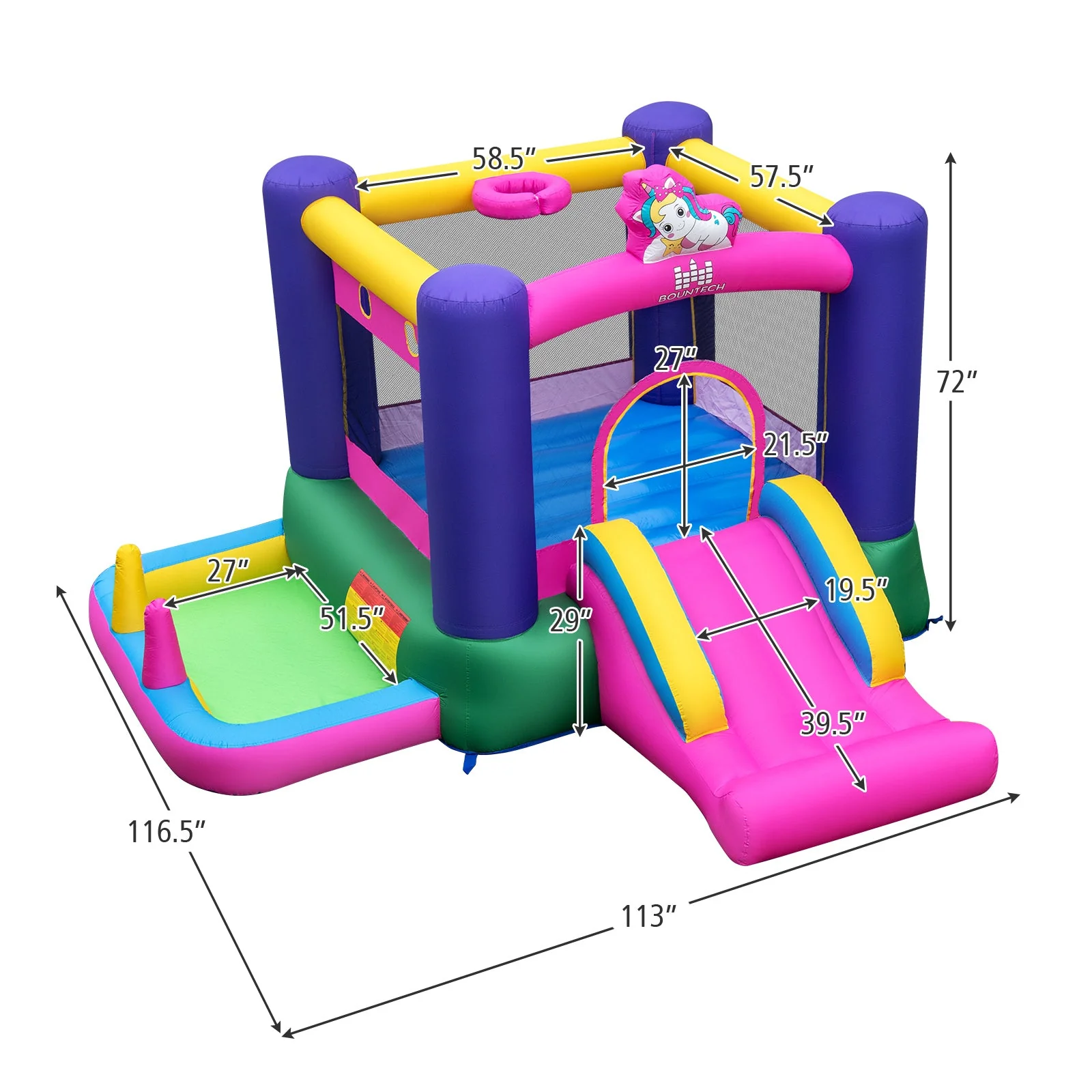 6-in-1 Bouncy Castle Inflatable Bounce House with Slide and Ball Pit with 480W Blower - Image 5