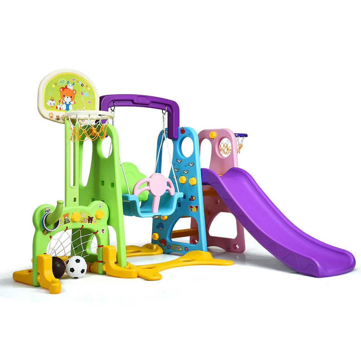 6-in-1 Climber Swing Basketball Hoop Football Gate - Image 3