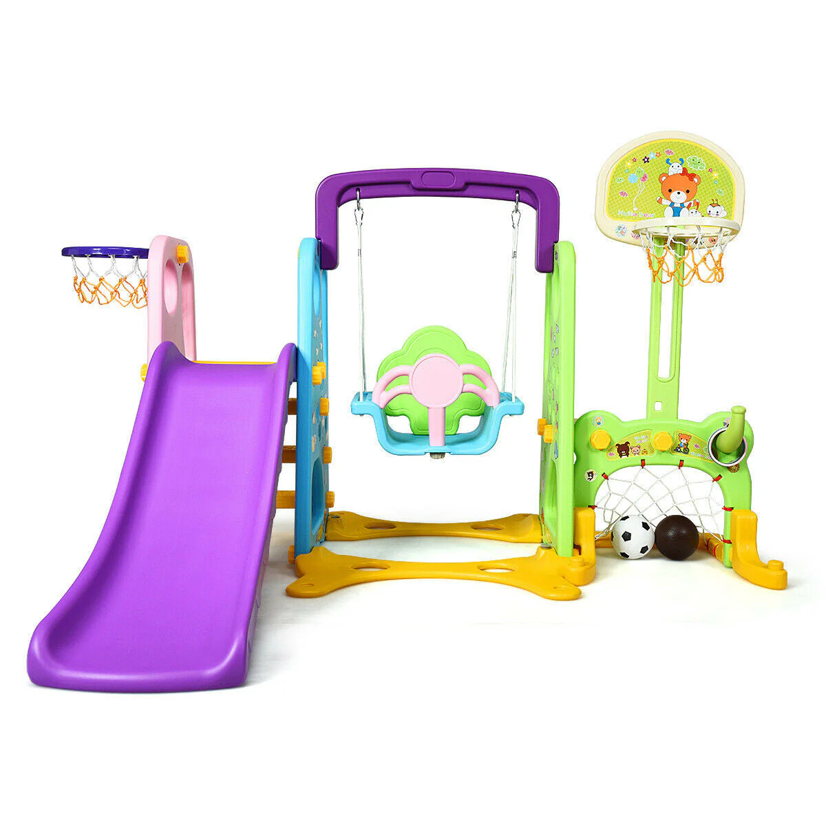 6-in-1 Climber Swing Basketball Hoop Football Gate - Image 6