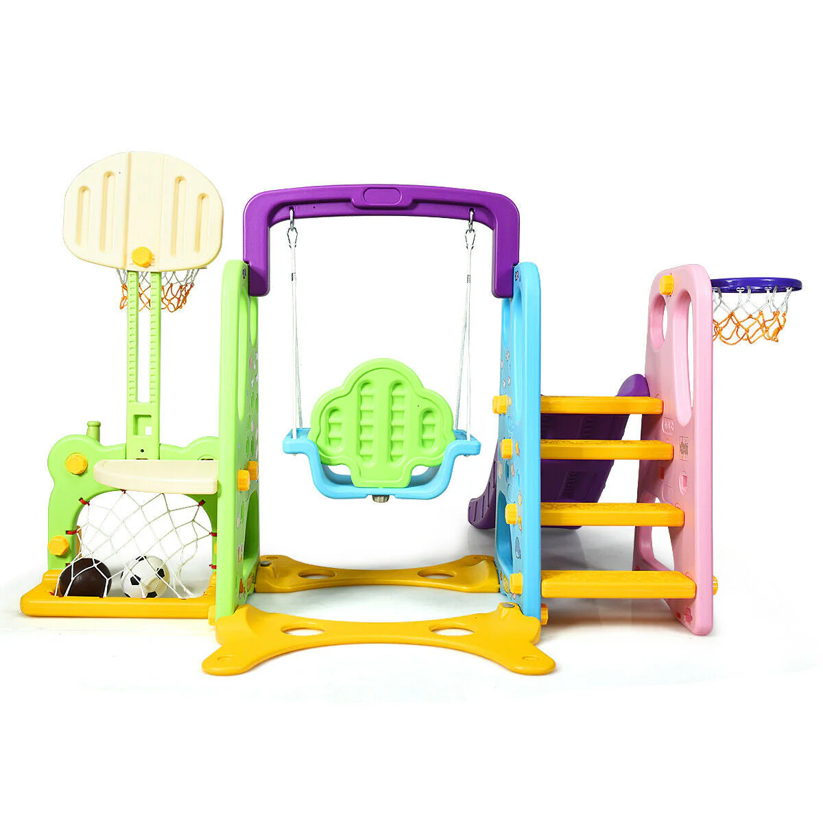 6-in-1 Climber Swing Basketball Hoop Football Gate - Image 7