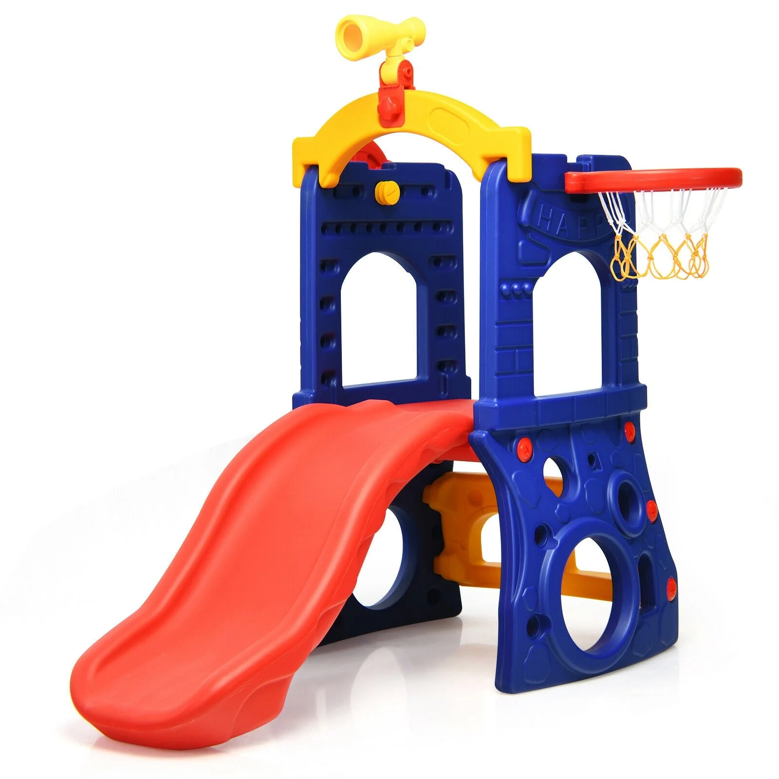 6-in-1 Freestanding Kids Slide with Basketball Hoop and Ring Toss - Image 4