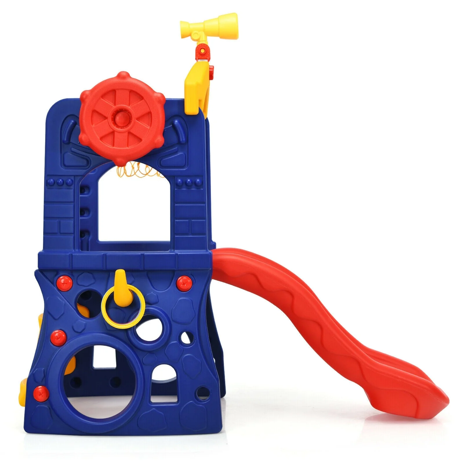 6-in-1 Freestanding Kids Slide with Basketball Hoop and Ring Toss - Image 7