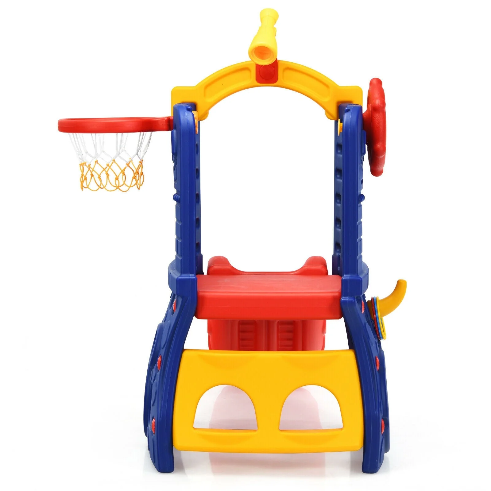 6-in-1 Freestanding Kids Slide with Basketball Hoop and Ring Toss - Image 8