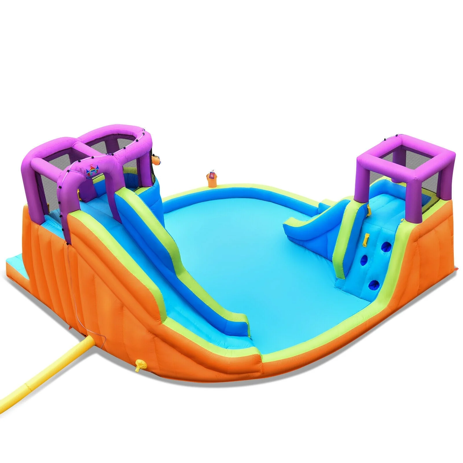 6-in-1 Inflatable Dual Water Slide Bounce House Without Blower - Image 3