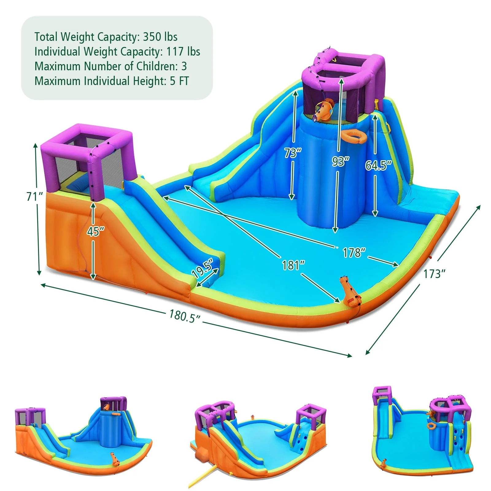 6-in-1 Inflatable Dual Water Slide Bounce House Without Blower - Image 5