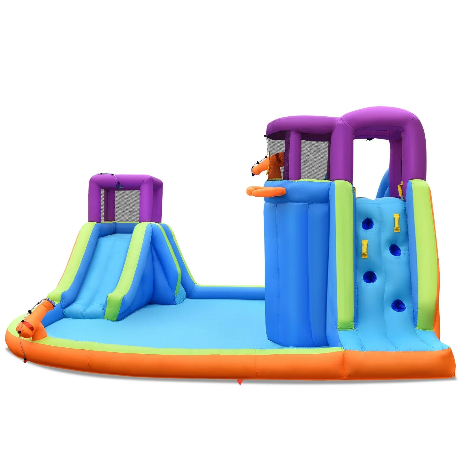 6-in-1 Inflatable Dual Water Slide Bounce House Without Blower - Image 6