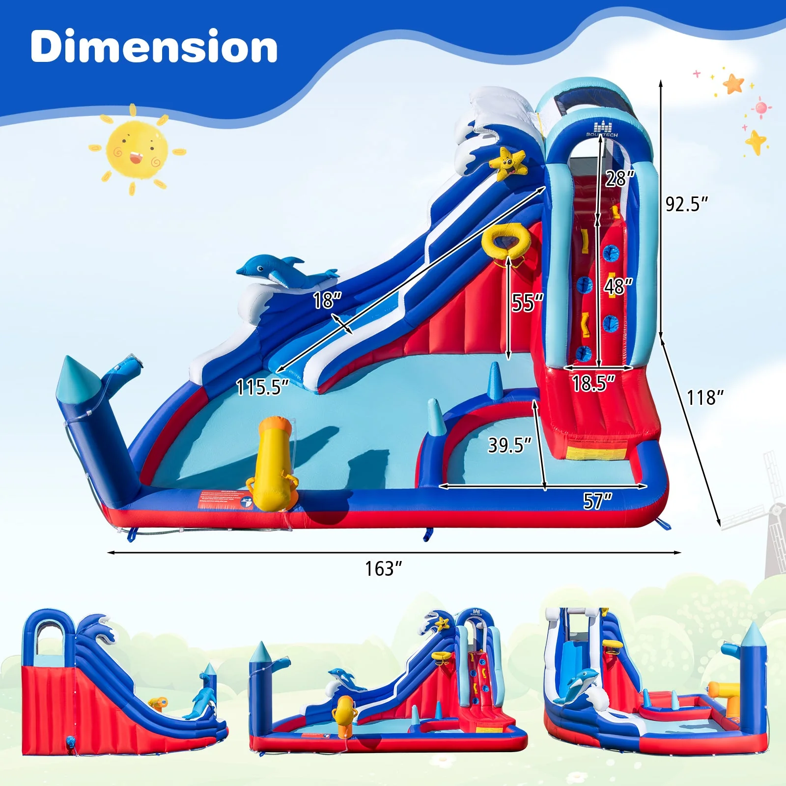 6-In-1 Inflatable Water Park with 735W Blower - Image 4