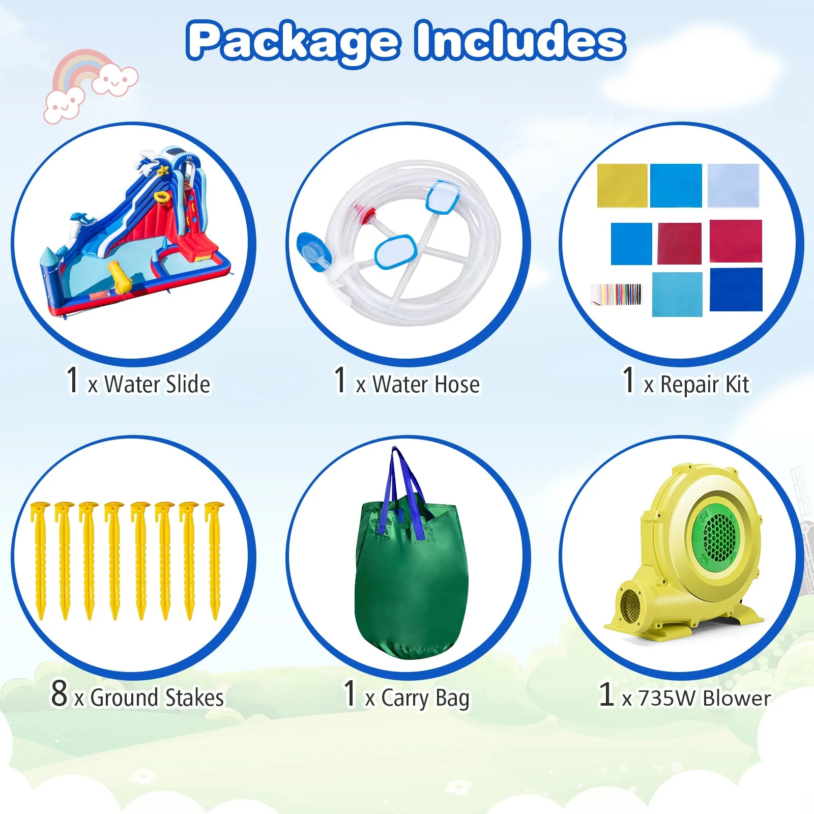 6-In-1 Inflatable Water Park with 735W Blower - Image 5