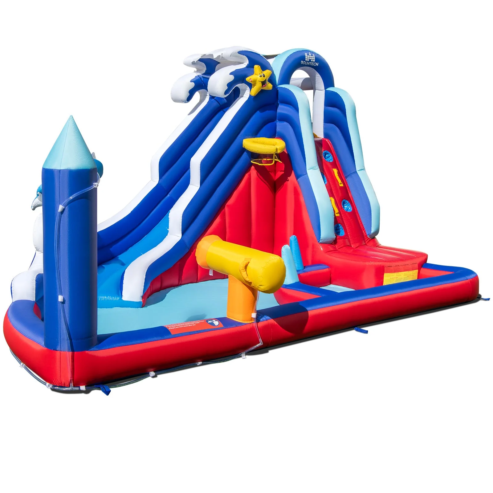 6-In-1 Inflatable Water Park with Climbing Wall Splash Pool (Without Blower) - Image 2