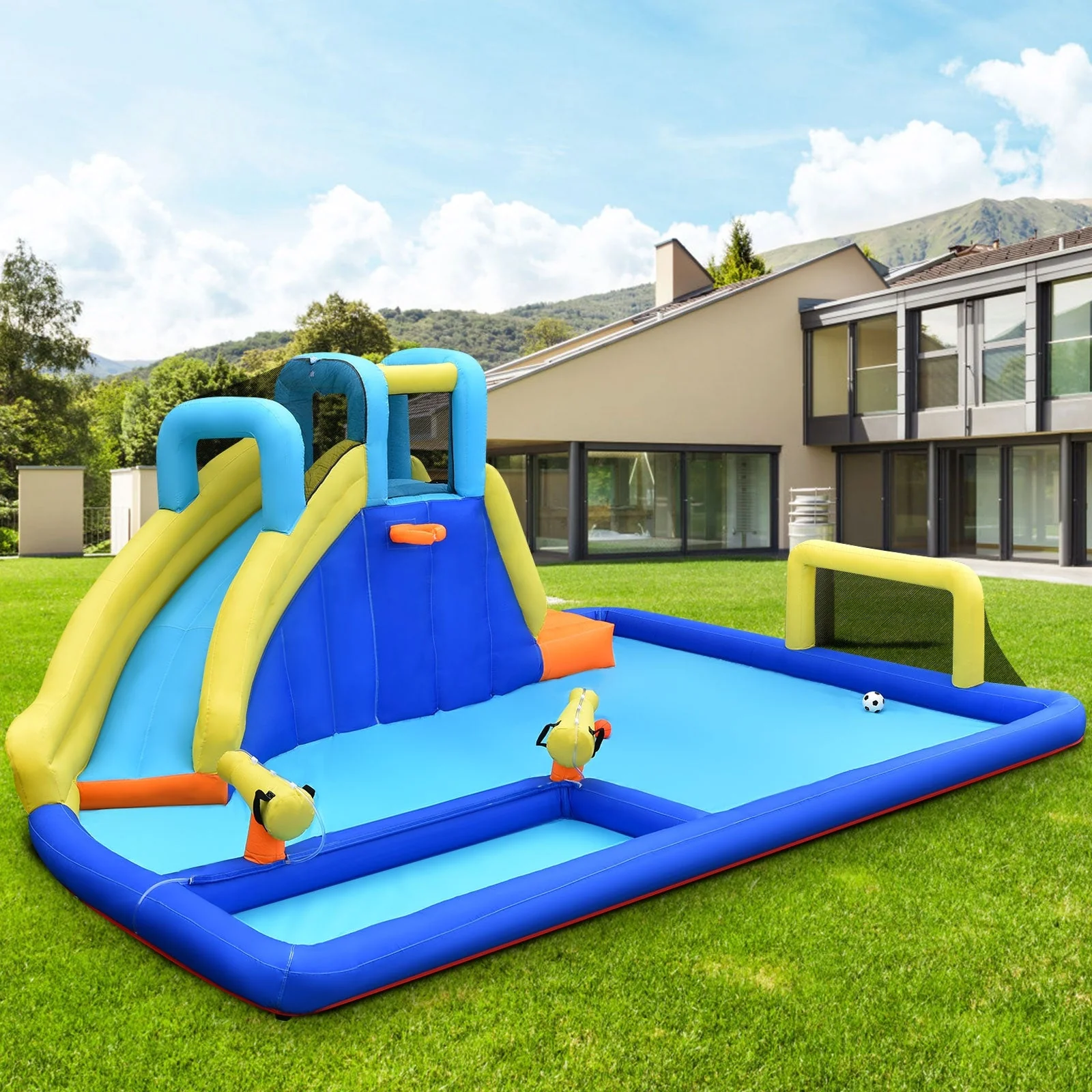 6-in-1 Inflatable Water Slide Jumping House without Blower - Image 2