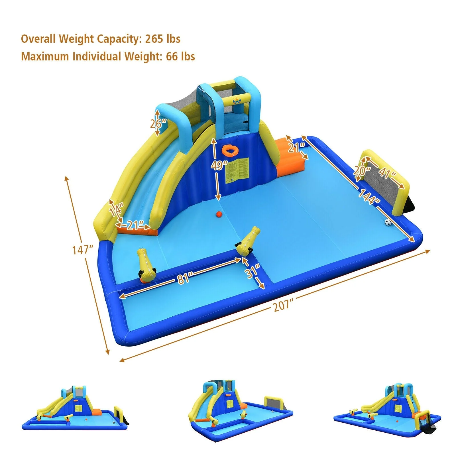 6-in-1 Inflatable Water Slide Jumping House without Blower - Image 5