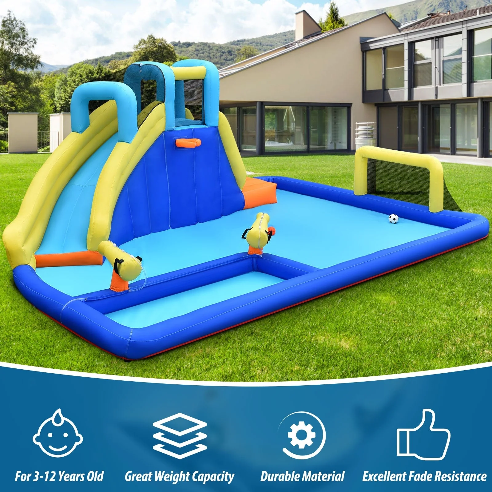 6-in-1 Inflatable Water Slide Jumping House without Blower - Image 6